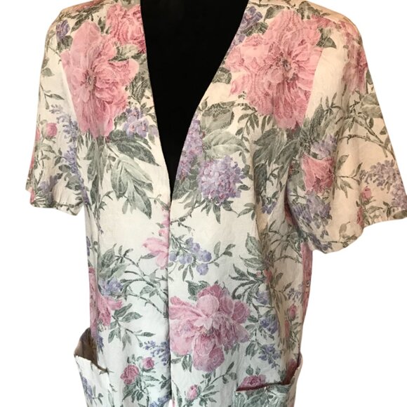 S.L. Fashions 70s Floral Blazer: Vintage Short Sleeve Jacket, Women's Size 16 - Picture 12 of 13